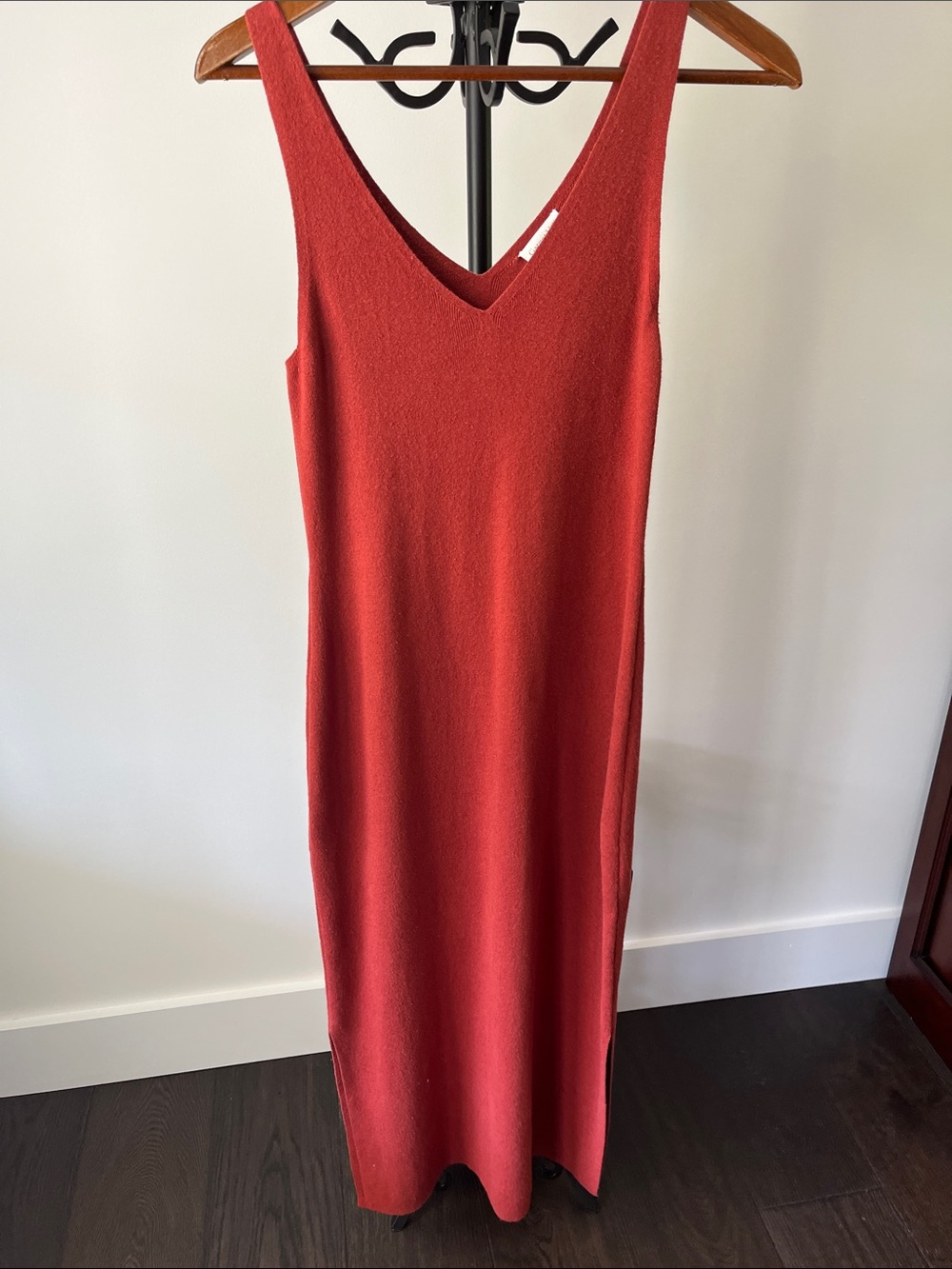 Garnet Hill burnt-orange Sleeveless V-Neck Knit Maxi Dress